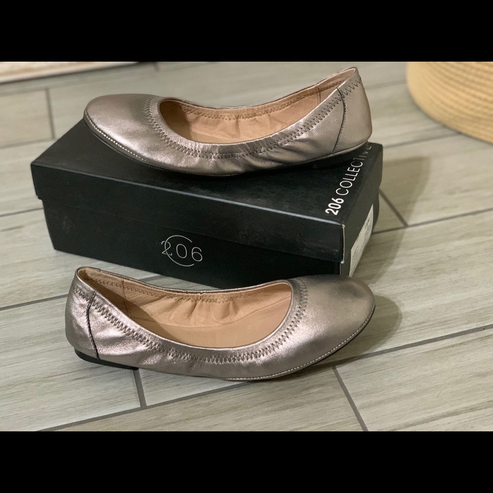 206 Collective Metallic Silver Ballet Flats
